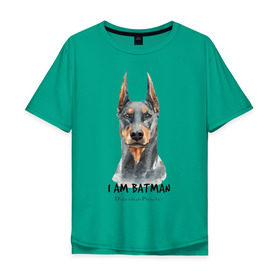 Мужская футболка хлопок Oversize с принтом Доберман в Новосибирске, 100% хлопок | свободный крой, круглый ворот, “спинка” длиннее передней части | doberman | доберман | пинчер | собака | собаки
