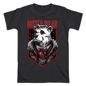 Мужская футболка хлопок с принтом Полярный Медведь в Новосибирске, 100% хлопок | прямой крой, круглый вырез горловины, длина до линии бедер, слегка спущенное плечо. | bear | polar | бандит | гангстер | мафиози | мафия | медведи | медведь | полярные | полярный
