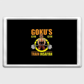 Магнит 45*70 с принтом GOKU GYM в Новосибирске, Пластик | Размер: 78*52 мм; Размер печати: 70*45 | Тематика изображения на принте: bodybuilding | diet | exercise | fitness | gym | heath | motivation | muscle | phil | training | workout | бодибилдинг | мотивация | спорт | трансформация | фитнес | эстетичный