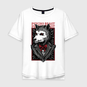 Мужская футболка хлопок Oversize с принтом Волк в Новосибирске, 100% хлопок | свободный крой, круглый ворот, “спинка” длиннее передней части | mafia | wolf | бандит | волк | волки | гангстер | зверь | мафиози | мафия
