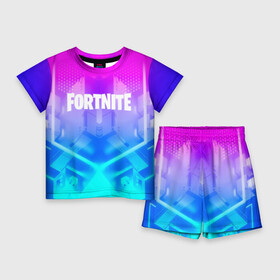 Детский костюм с шортами 3D с принтом FORTNITE в Новосибирске,  |  | 2019 | armor | armour | cybersport | esport | fortnite | game | logo | season 9 | броня | игра | киберспорт | сезон 9 | фиолетовый | фортнайт