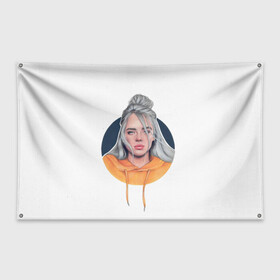 Флаг-баннер с принтом Billie Eilish art 1 в Новосибирске, 100% полиэстер | размер 67 х 109 см, плотность ткани — 95 г/м2; по краям флага есть четыре люверса для крепления | art | billie | billie eilish | eilish | music | pop | trend | арт | билли айлиш | музыка | тренд