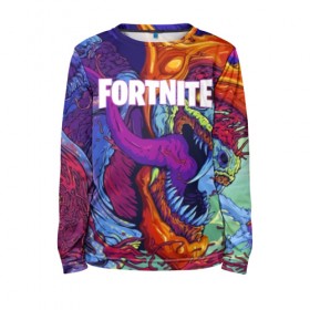 Детский лонгслив 3D с принтом FORTNITE HYPERBEAST в Новосибирске, 100% полиэстер | длинные рукава, круглый вырез горловины, полуприлегающий силуэт
 | 2019 | armor | armour | cybersport | esport | fortnite | game | hyperbeast | logo | monster | season 9 | skin | броня | игра | киберспорт | сезон 9 | фиолетовый | фортнайт