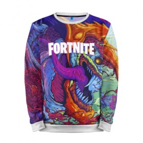 Мужской свитшот 3D с принтом FORTNITE HYPERBEAST в Новосибирске, 100% полиэстер с мягким внутренним слоем | круглый вырез горловины, мягкая резинка на манжетах и поясе, свободная посадка по фигуре | 2019 | armor | armour | cybersport | esport | fortnite | game | hyperbeast | logo | monster | season 9 | skin | броня | игра | киберспорт | сезон 9 | фиолетовый | фортнайт