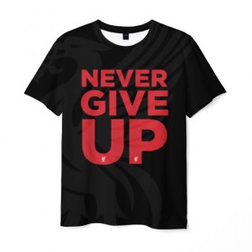 Мужская футболка 3D с принтом Never Give UP 4-0 в Новосибирске, 100% полиэфир | прямой крой, круглый вырез горловины, длина до линии бедер | Тематика изображения на принте: liverpool | never give up | salah | ливерпуль | салах | футболка салаха