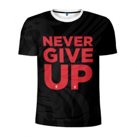 Мужская футболка 3D спортивная с принтом Never Give UP 4-0 в Новосибирске, 100% полиэстер с улучшенными характеристиками | приталенный силуэт, круглая горловина, широкие плечи, сужается к линии бедра | liverpool | never give up | salah | ливерпуль | салах | футболка салаха