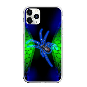 Чехол для iPhone 11 Pro Max матовый с принтом Паук на ночной охоте в Новосибирске, Силикон |  | зеленая броня | зеленый неон | классный дизайн | ночь | паук | паук дизайн | паук на охоте | паук охотник | пчелиные | соты | темная футболка | футболка с пауком | черные соты