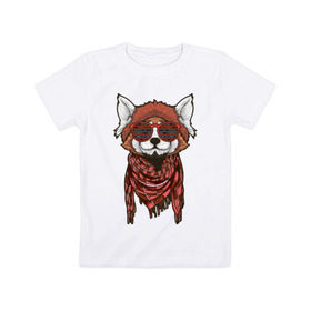 Детская футболка хлопок с принтом Red panda в Новосибирске, 100% хлопок | круглый вырез горловины, полуприлегающий силуэт, длина до линии бедер | panda | животные | звери | панда | панды | природа
