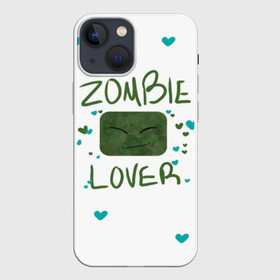 Чехол для iPhone 13 mini с принтом Zombie Lover в Новосибирске,  |  | Тематика изображения на принте: funny | mine | minecraft | mods | noob | pro | skins | story | vs | zombie | инди | конструктор | майнкрафт | моды | нуб | скин | скрипер | шахта