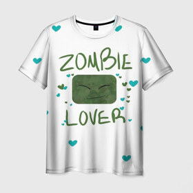 Мужская футболка 3D с принтом Zombie Lover в Новосибирске, 100% полиэфир | прямой крой, круглый вырез горловины, длина до линии бедер | Тематика изображения на принте: funny | mine | minecraft | mods | noob | pro | skins | story | vs | zombie | инди | конструктор | майнкрафт | моды | нуб | скин | скрипер | шахта