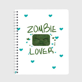 Тетрадь с принтом Zombie Lover в Новосибирске, 100% бумага | 48 листов, плотность листов — 60 г/м2, плотность картонной обложки — 250 г/м2. Листы скреплены сбоку удобной пружинной спиралью. Уголки страниц и обложки скругленные. Цвет линий — светло-серый
 | Тематика изображения на принте: funny | mine | minecraft | mods | noob | pro | skins | story | vs | zombie | инди | конструктор | майнкрафт | моды | нуб | скин | скрипер | шахта