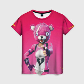 Женская футболка 3D с принтом Only You! в Новосибирске, 100% полиэфир ( синтетическое хлопкоподобное полотно) | прямой крой, круглый вырез горловины, длина до линии бедер | battle royale | bear | fortnite | pink | батл роял | медведь | розовый | фортнайт | фурри