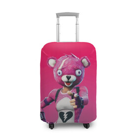 Чехол для чемодана 3D с принтом Only You! в Новосибирске, 86% полиэфир, 14% спандекс | двустороннее нанесение принта, прорези для ручек и колес | battle royale | bear | fortnite | pink | батл роял | медведь | розовый | фортнайт | фурри