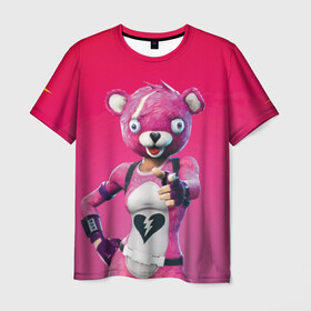 Мужская футболка 3D с принтом Only You! в Новосибирске, 100% полиэфир | прямой крой, круглый вырез горловины, длина до линии бедер | battle royale | bear | fortnite | pink | батл роял | медведь | розовый | фортнайт | фурри