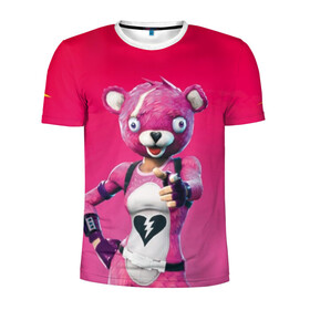 Мужская футболка 3D спортивная с принтом Only You! в Новосибирске, 100% полиэстер с улучшенными характеристиками | приталенный силуэт, круглая горловина, широкие плечи, сужается к линии бедра | battle royale | bear | fortnite | pink | батл роял | медведь | розовый | фортнайт | фурри