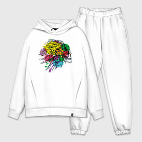 Мужской костюм хлопок OVERSIZE с принтом Chiefs skull в Новосибирске,  |  | color | feather | grin | jaw | leader | paint | skull | teeth | вождь | зубы | краска | оскал | перо | цвет | череп