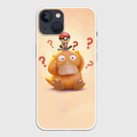 Чехол для iPhone 13 с принтом Псайдак в Новосибирске,  |  | Тематика изображения на принте: detective pikachu | pikachu | pokeball | pokemon | psyduck | детектив пикачу | пикачу | покебол | покемон | псайдак