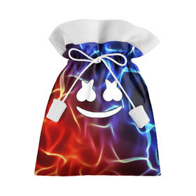 Подарочный 3D мешок с принтом Marshmello Thunder в Новосибирске, 100% полиэстер | Размер: 29*39 см | Тематика изображения на принте: christopher comstock | dj | marshmello | music | диджей | клубная музыка | клубняк | крис комсток | логотип | маршмеллоу | музыка