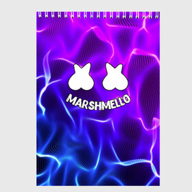 Скетчбук с принтом Marshmello THUNDER в Новосибирске, 100% бумага
 | 48 листов, плотность листов — 100 г/м2, плотность картонной обложки — 250 г/м2. Листы скреплены сверху удобной пружинной спиралью | christopher comstock | dj | marshmello | music | диджей | клубная музыка | клубняк | крис комсток | логотип | маршмеллоу | музыка