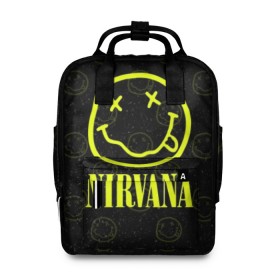 Женский рюкзак 3D с принтом Nirvana 1 в Новосибирске, 100% полиэстер | лямки с регулируемой длиной, сверху ручки, чтобы рюкзак нести как сумку. Основное отделение закрывается на молнию, как и внешний карман. Внутри два дополнительных кармана, один из которых закрывается на молнию. По бокам два дополнительных кармашка, куда поместится маленькая бутылочка
 | cobain | kurt | kurt cobain | nirvana | rock | smile | гитара | кобейн | курт | курт кобейн | нирвана | рок