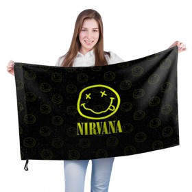 Флаг 3D с принтом Nirvana 1 в Новосибирске, 100% полиэстер | плотность ткани — 95 г/м2, размер — 67 х 109 см. Принт наносится с одной стороны | cobain | kurt | kurt cobain | nirvana | rock | smile | гитара | кобейн | курт | курт кобейн | нирвана | рок