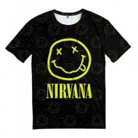 Мужская футболка 3D с принтом Nirvana 1 в Новосибирске, 100% полиэфир | прямой крой, круглый вырез горловины, длина до линии бедер | cobain | kurt | kurt cobain | nirvana | rock | smile | гитара | кобейн | курт | курт кобейн | нирвана | рок