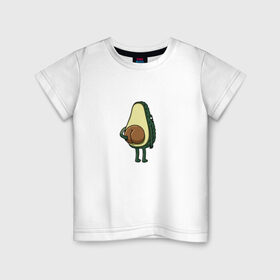 Детская футболка хлопок с принтом Авокадо в Новосибирске, 100% хлопок | круглый вырез горловины, полуприлегающий силуэт, длина до линии бедер | авокадо | фрукт