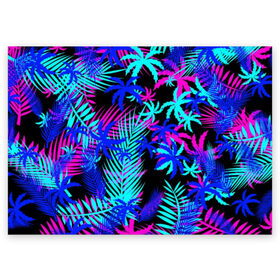 Поздравительная открытка с принтом НЕОНОВЫЕ ТРОПИКИ / TROPICAL NEON в Новосибирске, 100% бумага | плотность бумаги 280 г/м2, матовая, на обратной стороне линовка и место для марки
 | hotline miami | neon | new retro wave | outrun | outrun electro | paints | palmen | rainbow | retro | retrowave | summer | synth | synthwave | tropical | брызги | брызги красок | звёзды | космос | краски | лето | неон | пальмы | радуга | 