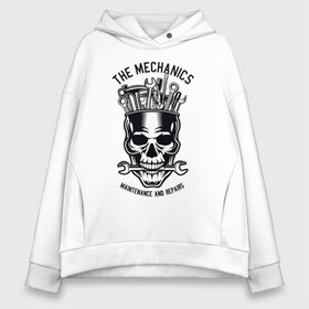 Женское худи Oversize хлопок с принтом The mechanics в Новосибирске, френч-терри — 70% хлопок, 30% полиэстер. Мягкий теплый начес внутри —100% хлопок | боковые карманы, эластичные манжеты и нижняя кромка, капюшон на магнитной кнопке | авто | автомобиль | гараж | гонки | двигатель | машина | механик | мотор | ретро | техника