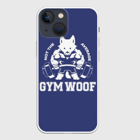 Чехол для iPhone 13 mini с принтом GYM WOOF в Новосибирске,  |  | Тематика изображения на принте: bodybuilding | diet | exercise | fitness | gym | heath | motivation | muscle | phil | training | workout | бодибилдинг | мотивация | спорт | трансформация | фитнес | эстетичный