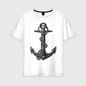 Женская футболка хлопок Oversize с принтом ВМФ в Новосибирске, 100% хлопок | свободный крой, круглый ворот, спущенный рукав, длина до линии бедер
 | армия | вмф | военно морской флот | море | морская пехота | моряк | моряки | морячок | солдаты | якорь