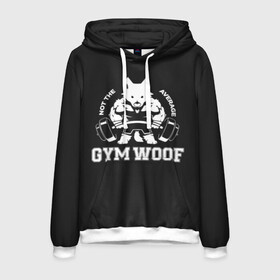 Мужская толстовка 3D с принтом GYM WOOF в Новосибирске, 100% полиэстер | двухслойный капюшон со шнурком для регулировки, мягкие манжеты на рукавах и по низу толстовки, спереди карман-кенгуру с мягким внутренним слоем. | bodybuilding | diet | exercise | fitness | gym | heath | motivation | muscle | phil | training | workout | бодибилдинг | мотивация | спорт | трансформация | фитнес | эстетичный