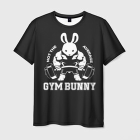 Мужская футболка 3D с принтом GYM BUNNY в Новосибирске, 100% полиэфир | прямой крой, круглый вырез горловины, длина до линии бедер | bodybuilding | diet | exercise | fitness | gym | heath | motivation | muscle | phil | training | workout | бодибилдинг | мотивация | спорт | трансформация | фитнес | эстетичный