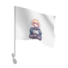Флаг для автомобиля с принтом Девушка рыцарь в Новосибирске, 100% полиэстер | Размер: 30*21 см | fate | saber | артур | блондинка | девушка | девушка в доспехах | меч | рыцарь | сейбер | фейт