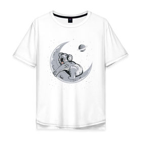 Мужская футболка хлопок Oversize с принтом Спящая коала в Новосибирске, 100% хлопок | свободный крой, круглый ворот, “спинка” длиннее передней части | коала | космос
