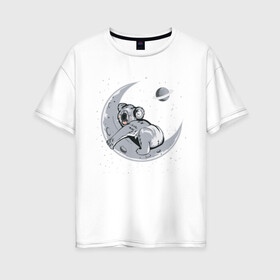 Женская футболка хлопок Oversize с принтом Спящая коала в Новосибирске, 100% хлопок | свободный крой, круглый ворот, спущенный рукав, длина до линии бедер
 | коала | космос
