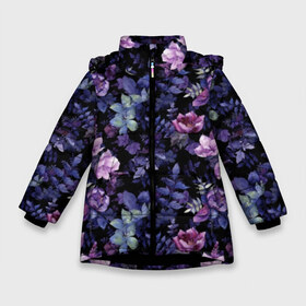 Зимняя куртка для девочек 3D с принтом Цветочный сад в Новосибирске, ткань верха — 100% полиэстер; подклад — 100% полиэстер, утеплитель — 100% полиэстер. | длина ниже бедра, удлиненная спинка, воротник стойка и отстегивающийся капюшон. Есть боковые карманы с листочкой на кнопках, утяжки по низу изделия и внутренний карман на молнии. 

Предусмотрены светоотражающий принт на спинке, радужный светоотражающий элемент на пуллере молнии и на резинке для утяжки. | бутоны | вишня | зимняя вишня | красные ягоды | летняя | лето | листья | малина | мода | плоды | сочная | цветы | ягоды | яркая