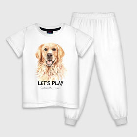 Детская пижама хлопок с принтом Золотистый ретривер в Новосибирске, 100% хлопок |  брюки и футболка прямого кроя, без карманов, на брюках мягкая резинка на поясе и по низу штанин
 | golden retriever | золотистый ретривер | ретривер | собака | собаки