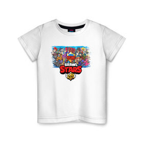 Детская футболка хлопок с принтом BRAWL STARS в Новосибирске, 100% хлопок | круглый вырез горловины, полуприлегающий силуэт, длина до линии бедер | android | brawl stars | games | mobile game | stars | игры | мобильные игры