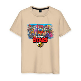 Мужская футболка хлопок с принтом BRAWL STARS в Новосибирске, 100% хлопок | прямой крой, круглый вырез горловины, длина до линии бедер, слегка спущенное плечо. | android | brawl stars | games | mobile game | stars | игры | мобильные игры