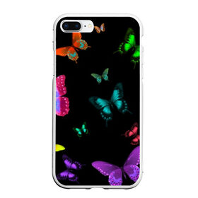 Чехол для iPhone 7Plus/8 Plus матовый с принтом Ночные Бабочки в Новосибирске, Силикон | Область печати: задняя сторона чехла, без боковых панелей | Тематика изображения на принте: butterfly | бабочка | бабочки | биология | животные | краски | крылья | насекомые | ночь | разноцветные | черный | яркие