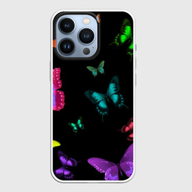 Чехол для iPhone 13 Pro с принтом Ночные Бабочки в Новосибирске,  |  | butterfly | бабочка | бабочки | биология | животные | краски | крылья | насекомые | ночь | разноцветные | черный | яркие