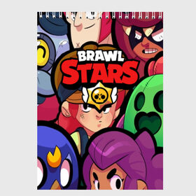 Скетчбук с принтом BRAWL STARS в Новосибирске, 100% бумага
 | 48 листов, плотность листов — 100 г/м2, плотность картонной обложки — 250 г/м2. Листы скреплены сверху удобной пружинной спиралью | 8 bit | 8 бит | bibi | brawl stars | crow | el brown | leon | leon shark | max | mr.p | sally leon | shark | stars | virus | werewolf | акула | биби | вирус | ворон | леон | оборотень | пингвин