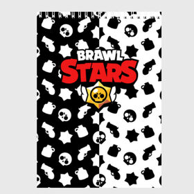 Скетчбук с принтом BRAWL STARS в Новосибирске, 100% бумага
 | 48 листов, плотность листов — 100 г/м2, плотность картонной обложки — 250 г/м2. Листы скреплены сверху удобной пружинной спиралью | android | brawl stars | games | mobile game | stars | игры | мобильные игры