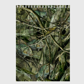 Скетчбук с принтом Лесной камуфляж в Новосибирске, 100% бумага
 | 48 листов, плотность листов — 100 г/м2, плотность картонной обложки — 250 г/м2. Листы скреплены сверху удобной пружинной спиралью | Тематика изображения на принте: камуфляж | лесной камуфляж