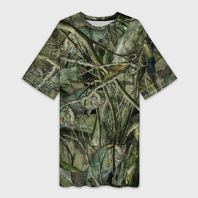 Платье-футболка 3D с принтом Лесной камуфляж в Новосибирске,  |  | камуфляж | лесной камуфляж