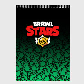 Скетчбук с принтом BRAWL STARS в Новосибирске, 100% бумага
 | 48 листов, плотность листов — 100 г/м2, плотность картонной обложки — 250 г/м2. Листы скреплены сверху удобной пружинной спиралью | 8 bit | 8 бит | bibi | brawl stars | crow | el brown | leon | leon shark | max | mr.p | sally leon | shark | stars | virus | werewolf | акула | биби | вирус | ворон | леон | оборотень | пингвин