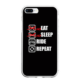 Чехол для iPhone 7Plus/8 Plus матовый с принтом Ride black в Новосибирске, Силикон | Область печати: задняя сторона чехла, без боковых панелей | bicycle | bike | cycle | eat | eat sleep | eat sleep repeat | eat sleep ride | eat sleep ride repeat | ride | sleep | вело | велосипед | есть | катать | повторить | спать