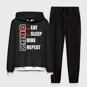 Мужской костюм 3D (с толстовкой) с принтом Ride black в Новосибирске,  |  | bicycle | bike | cycle | eat | eat sleep | eat sleep repeat | eat sleep ride | eat sleep ride repeat | ride | sleep | вело | велосипед | есть | катать | повторить | спать