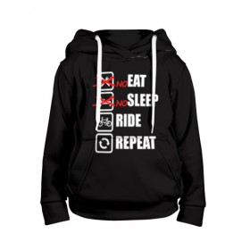Детская толстовка 3D с принтом Ride black в Новосибирске, 100% полиэстер | двухслойный капюшон со шнурком для регулировки, мягкие манжеты на рукавах и по низу толстовки, спереди карман-кенгуру с мягким внутренним слоем | bicycle | bike | cycle | eat | eat sleep | eat sleep repeat | eat sleep ride | eat sleep ride repeat | ride | sleep | вело | велосипед | есть | катать | повторить | спать